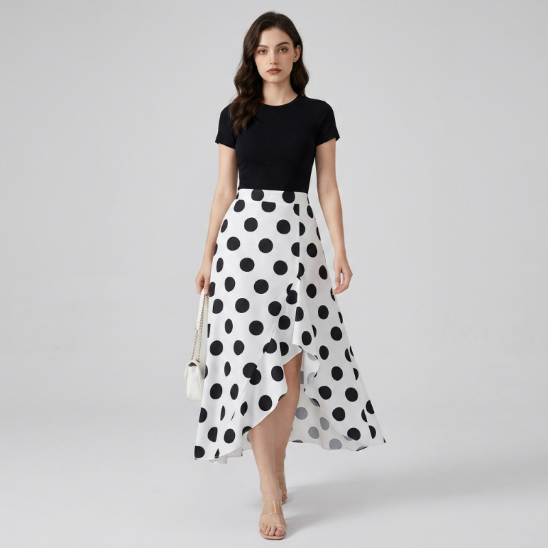 Irregular Polka Dot Skirt