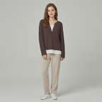Faux Two-piece V-neck Top