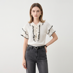 Chanel-style Polo Collar Knit Sweater