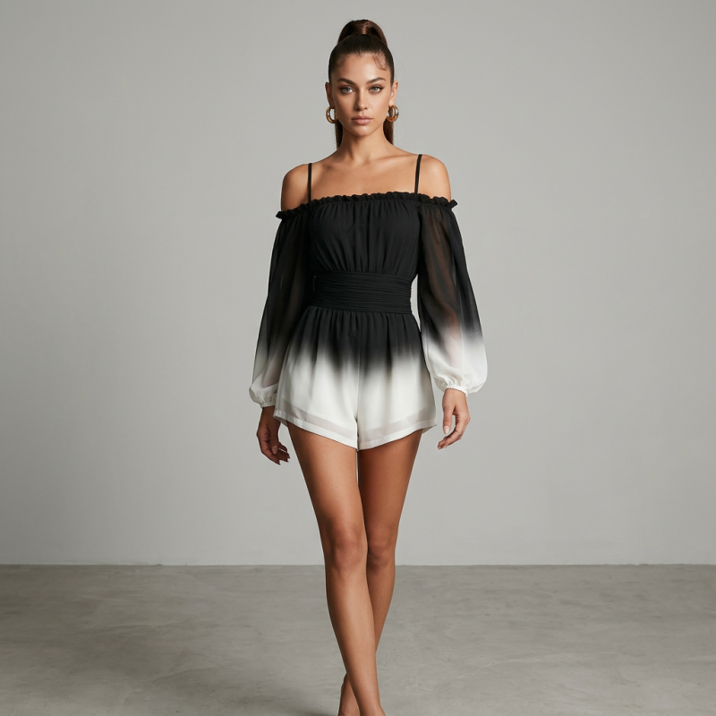 Off-shoulder Gradient Jumpsuit