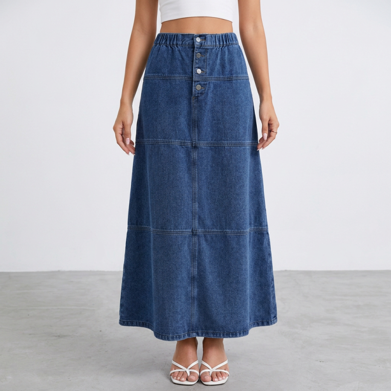 Button-down Denim Skirt