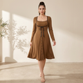 Square Neck Color-blocked Dress