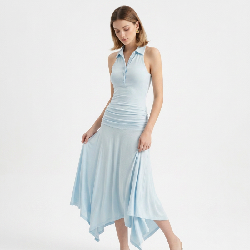 Elegant Sleeveless Polo Dress