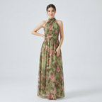 Halter-neck Printed Dress