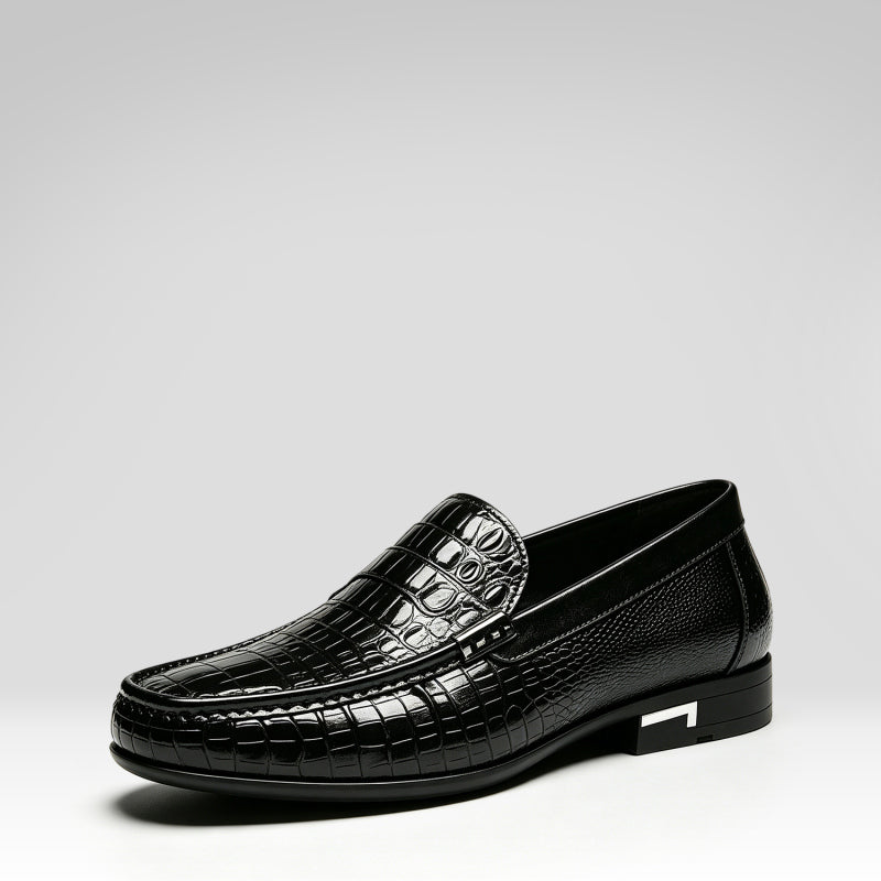 Crocodile-patterned Leather Shoes