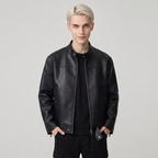 Men's Stand-up Collar Leather Jacket