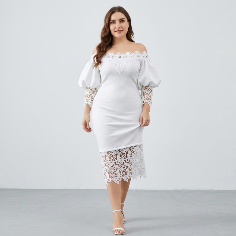 Lace-trimmed Off-the-shoulder Dress