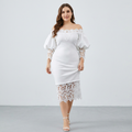 Lace-trimmed Off-the-shoulder Dress
