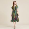 Color-blocked Waist-cinching Dress