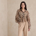 Puff-sleeved Leopard Print Shirt