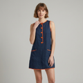 Retro Color-blocked Vest Dress