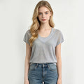 V-neck Short-sleeved Knit Top
