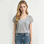 V-neck Short-sleeved Knit Top