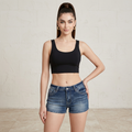 Embroidered Rhinestone Denim Shorts