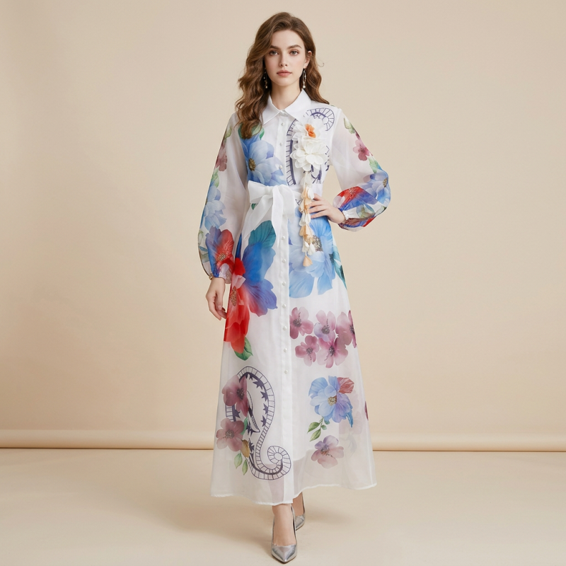 Printed Puff Sleeve Dress