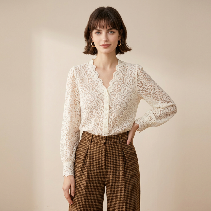 V-neck Lace Shirt