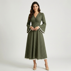 Lace-trimmed Patchwork Dress