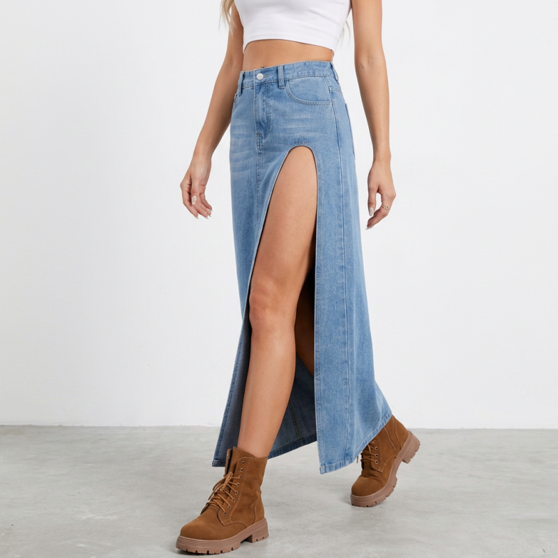 Sexy Slit Denim Skirt