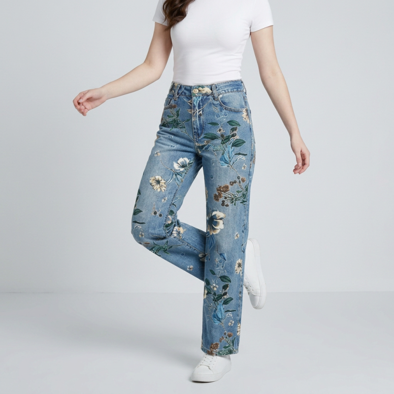 Printed Straight Leg Pants