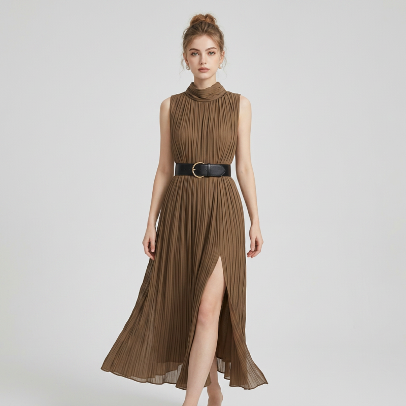 Sleeveless Pleated Dress