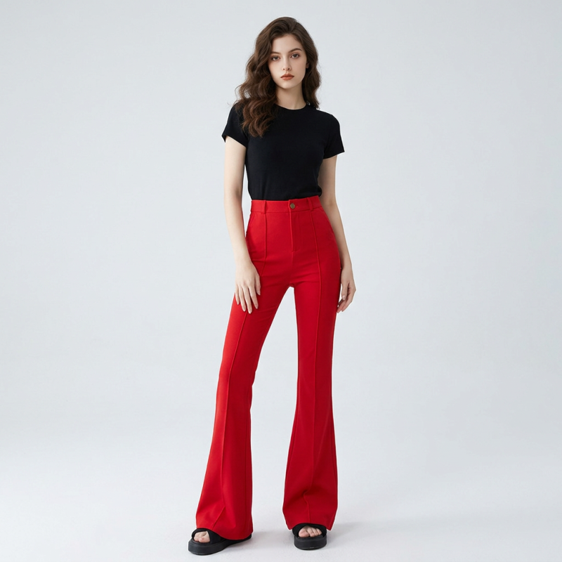 High-waisted Casual Flared Pants