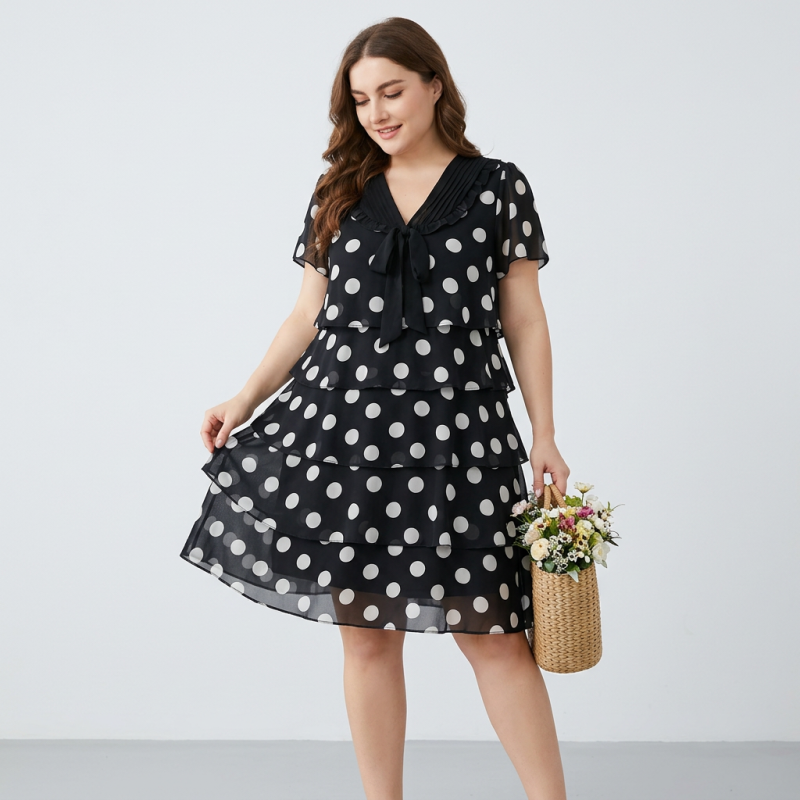 Polka Dot Chiffon Dress