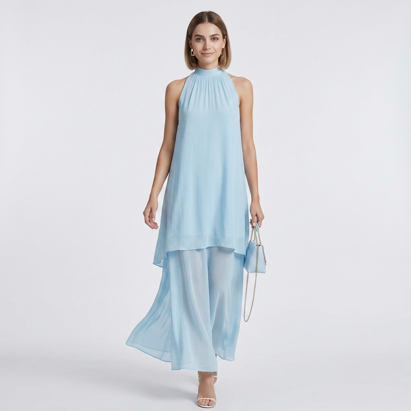 Faux Two-piece Chiffon Dress