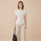 Korean Style Polka Dot Tie-up T-shirt