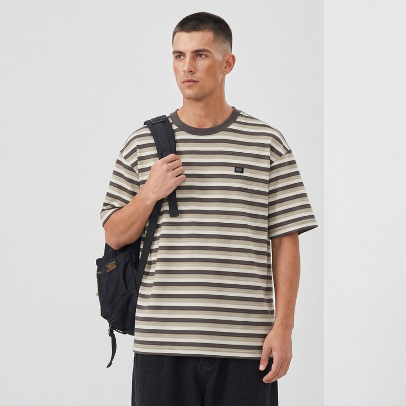 Trendy Striped Color-blocked T-shirt