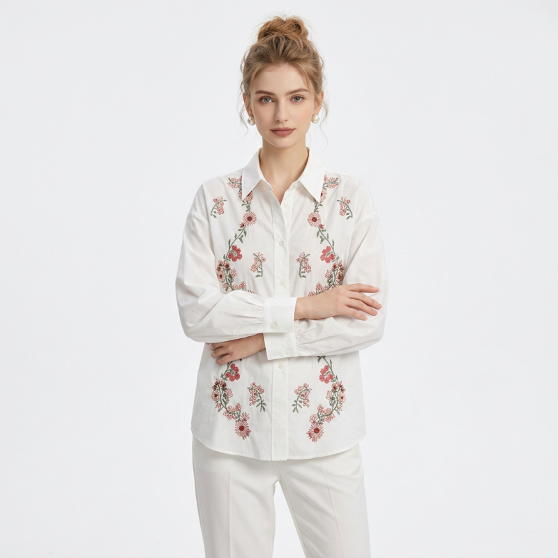 Embroidered Flower Shirt