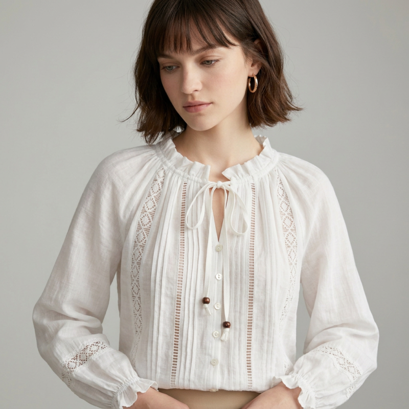 French-style Openwork Shirt