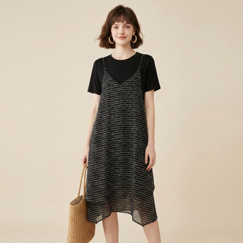 Faux Two-piece Fashion Dress