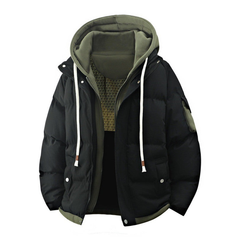 Faux Two-piece Hooded Cotton Coat