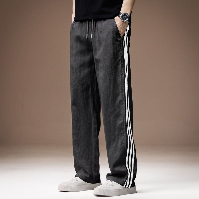 Color-blocked Straight-leg Casual Pants