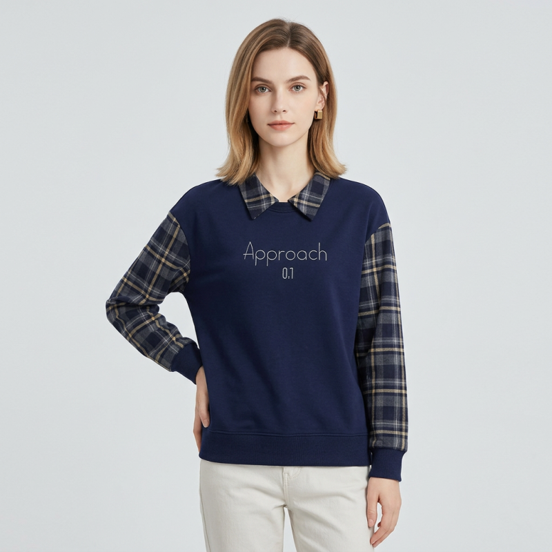 Faux Two-piece Embroidered Sweatshirt