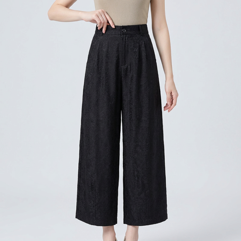 Jacquard Cropped Curved Trousers