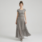 Stylish Short-sleeved Dress Set
