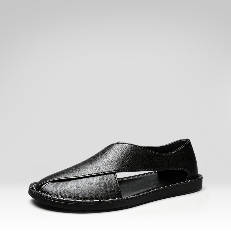 Men's Leather Openwork Slippers