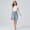 Loose-fitting Embroidered Denim Shorts