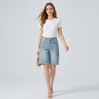 Loose-fitting Embroidered Denim Shorts