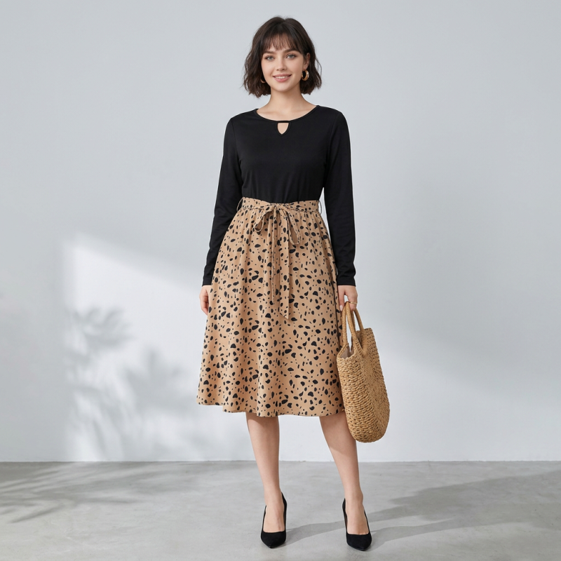 Leopard Print Patchwork Dress