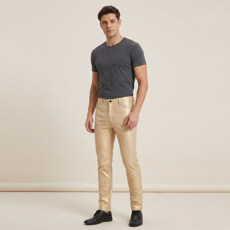 Gold Pearlescent Leather Pants