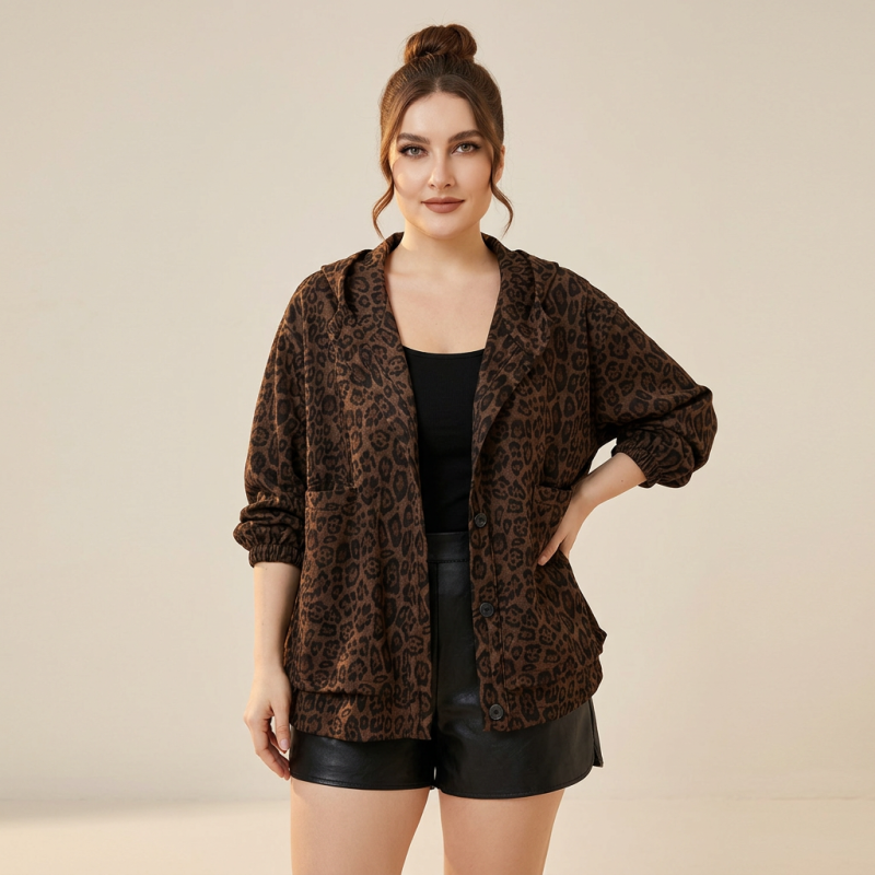 Leopard Print Hooded Jacket