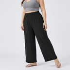 Straight-leg Casual Pants With Ruffled Trim