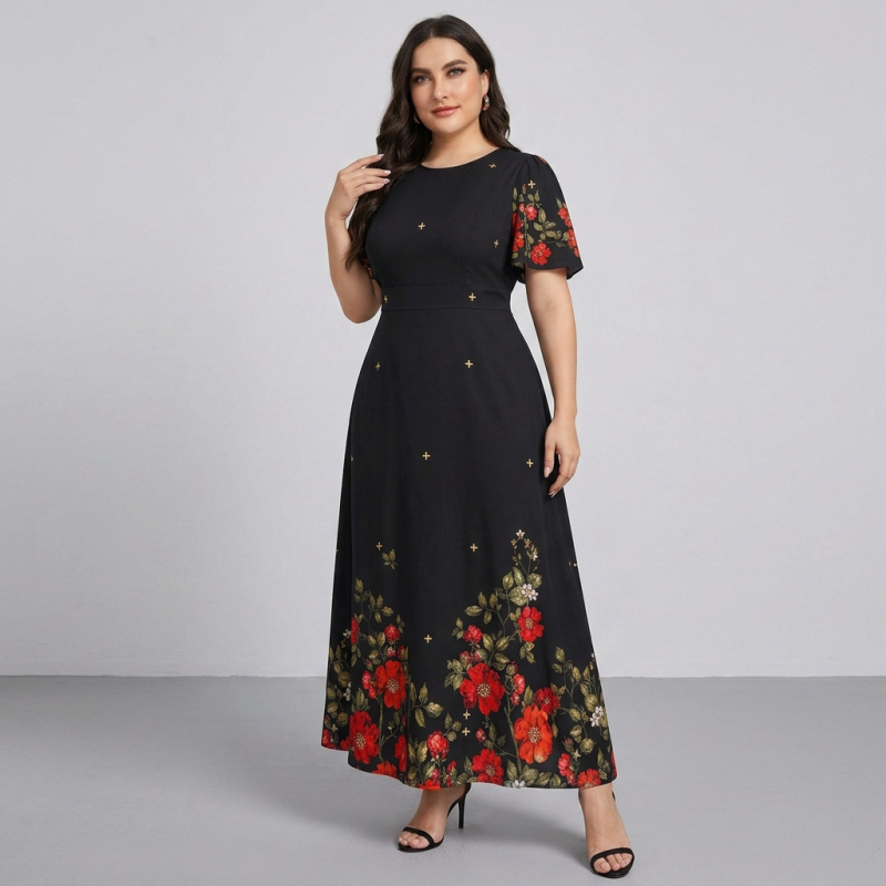 Printed Waist-cinching Dress