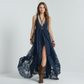 Retro Lace Slit Maxi Skirt