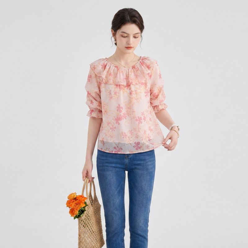 Printed Ruffled Blouse