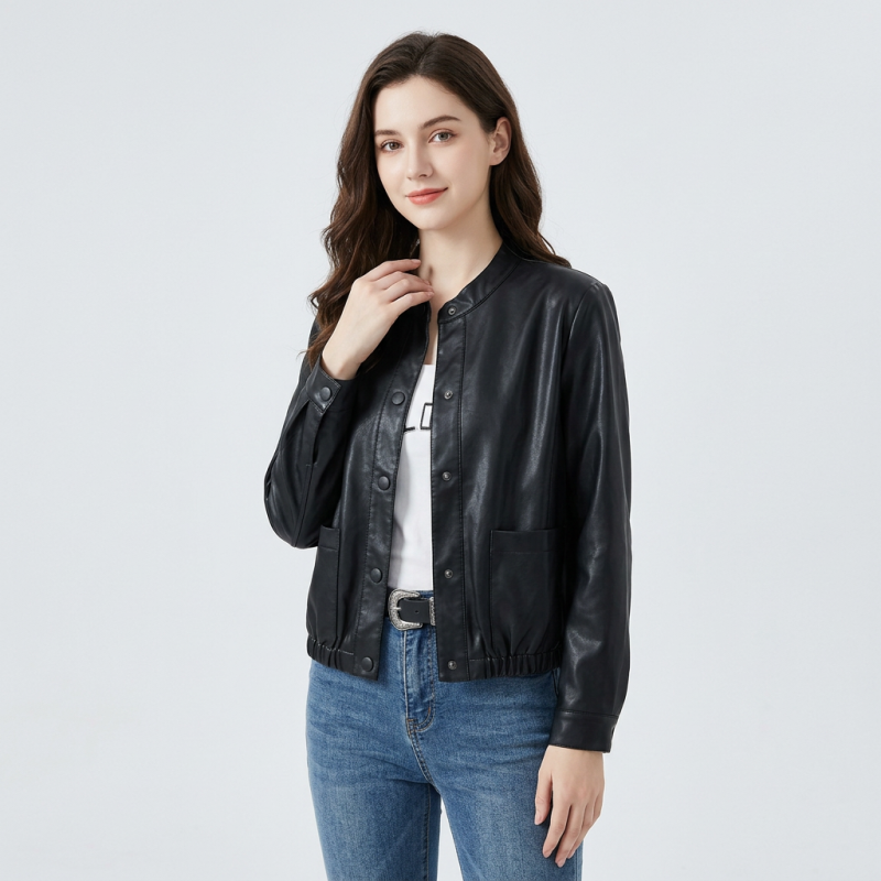 Loose-fitting Casual Leather Jacket