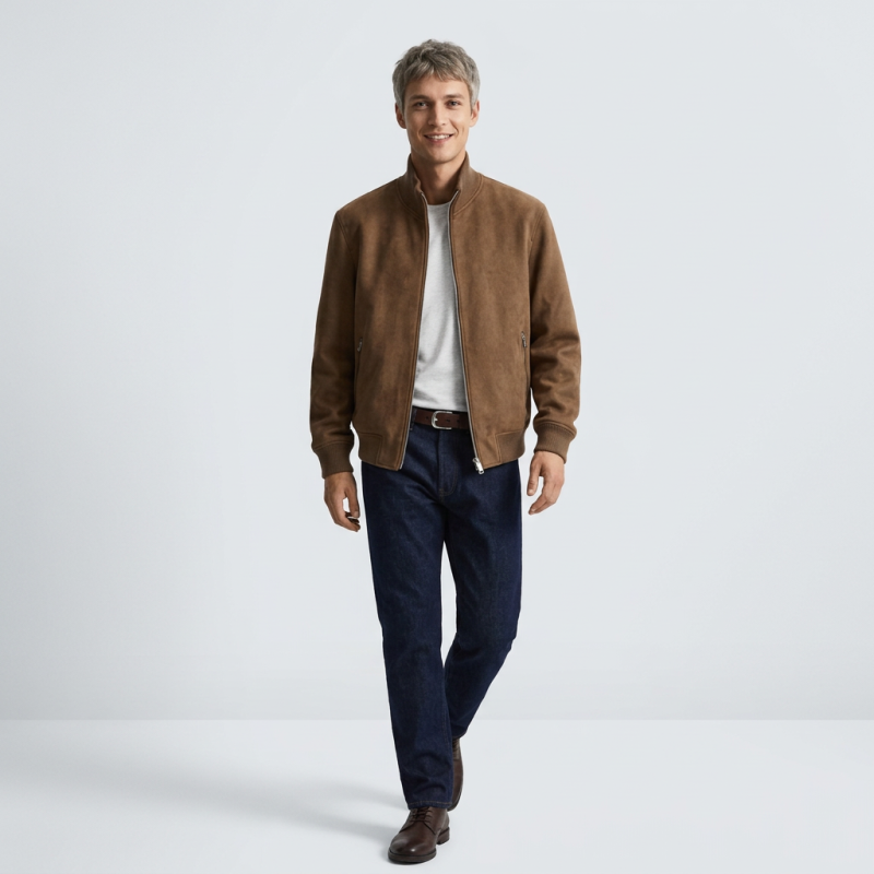 Stand-up Collar Zip-up Jacket
