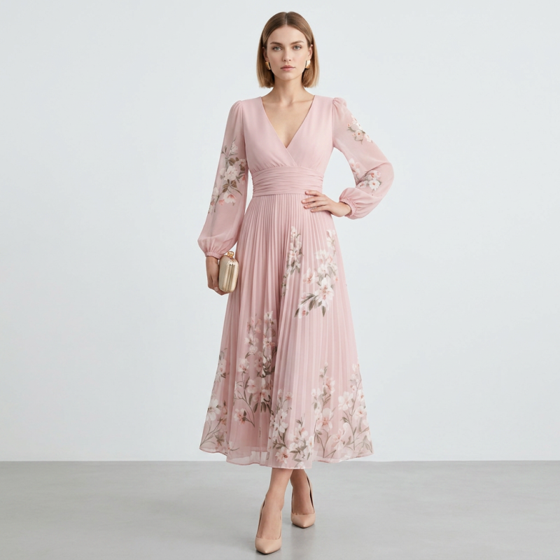Printed Long-sleeved Dress